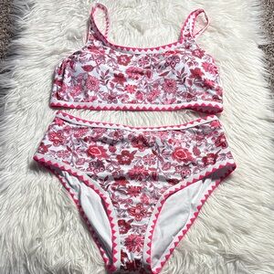 Floral Pink High-Waist Bikini Set - Women